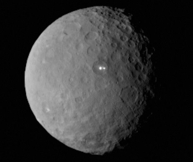 Bright spots on the surface of dwarf planet Ceres