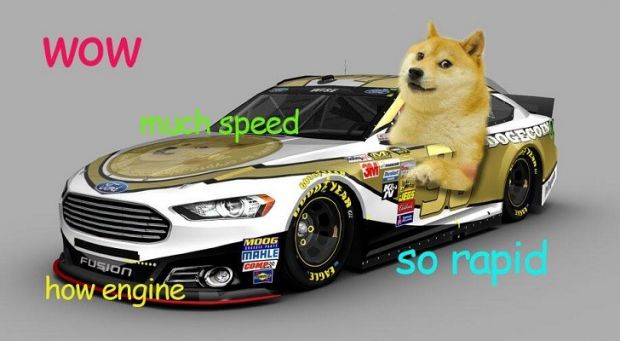 The meme version of the Dogecoin livery Ford Fusion