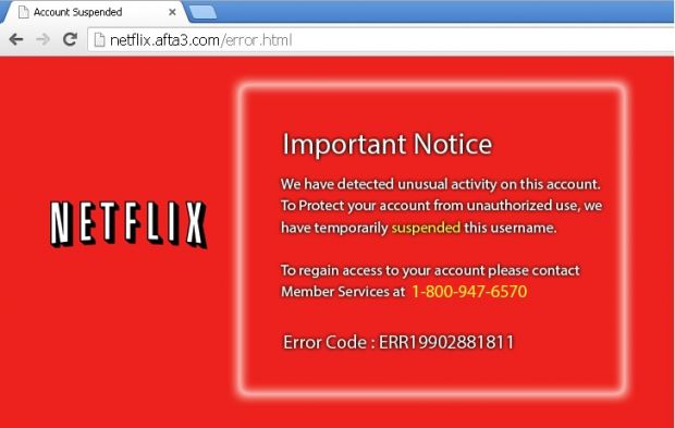 Netflix phishing leads to tech support scam