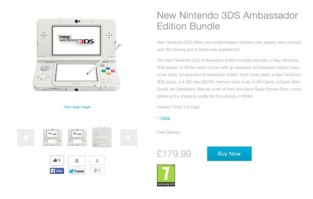 New 3DS Ambassador Edition bundle store page