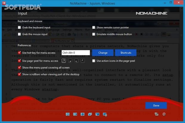 NoMachine: Configure screen and input settings