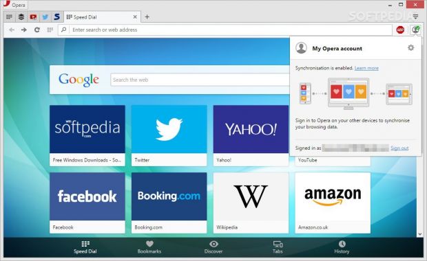 You can sign in to your Opera account for syncing tabs and bookmarks.
