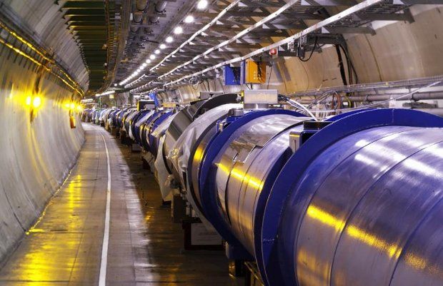 Photo shows part of the LHC