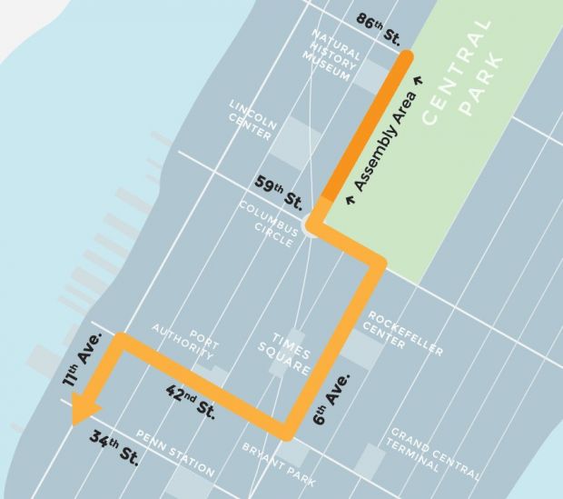 The proposed route for the upcoming People's Climate March