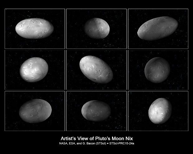 Artist's illustration of the chaotic spin of Pluto's moon Nix