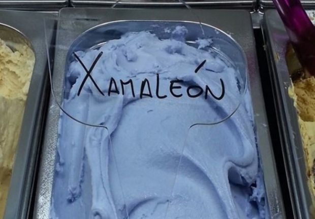 Color-changing ice cream starts out blue, turns purple as it melts