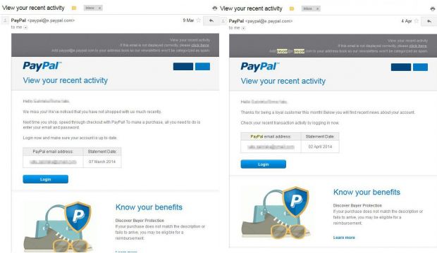 Two examples of phishing scams