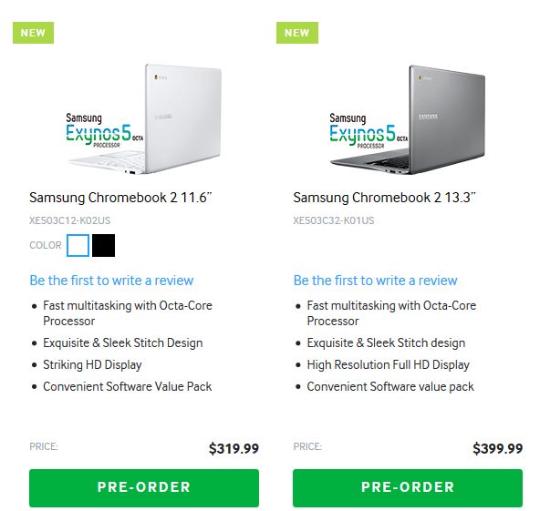 Samsung Chromebooks 2 are up for pre-order