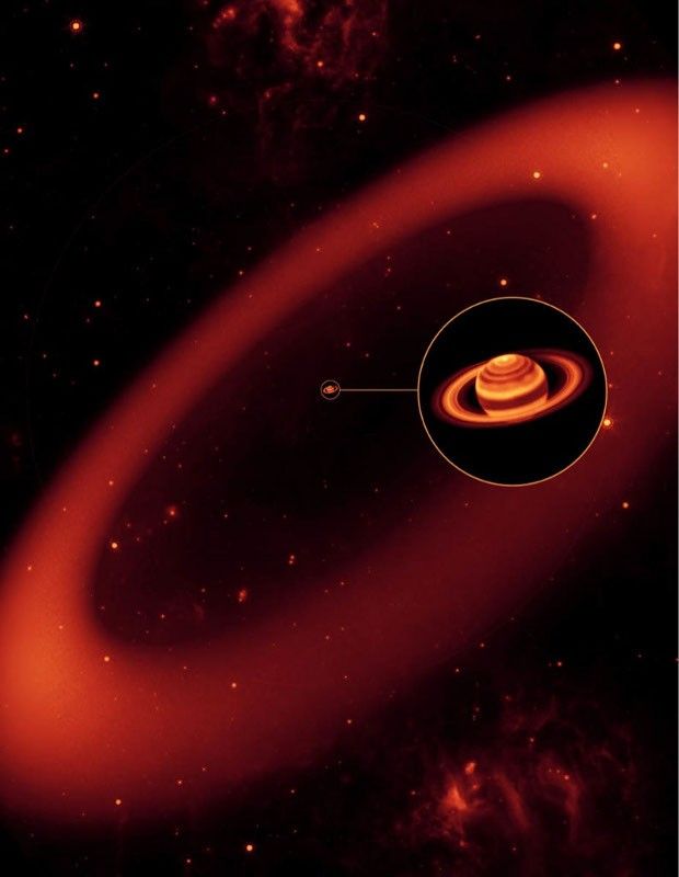Artist's depiction of the Phoebe ring around Saturn