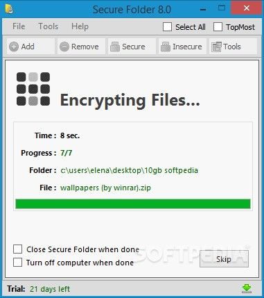 Set the app to exit or the PC to turn off when encryption is over