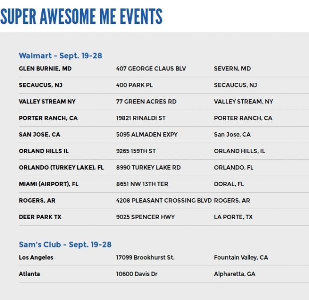 Super Awesome Me project locations and dates