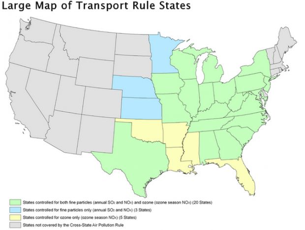 States affected by the Cross-State Air Pollution Rule