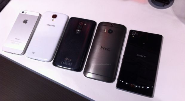 HTC One 2014 vs iPhone 5c, Sony Xperia Z2 and Samsung Galaxy S5