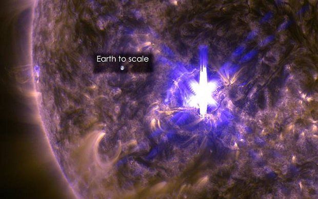 Image shows the solar storm and our planet for comparison