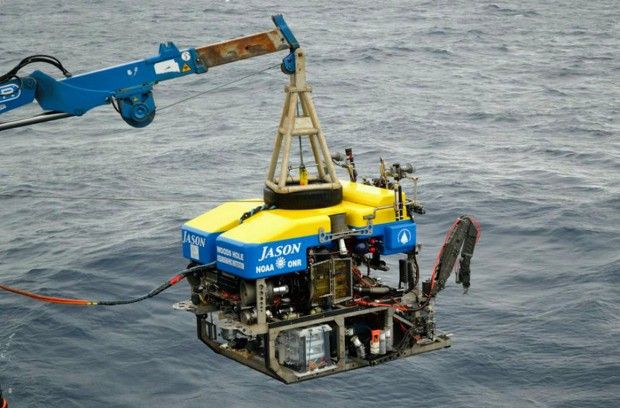 The researchers used a robot to obtain rock samples