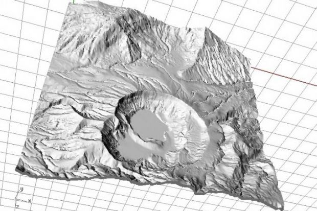 The 3D model of a volcano