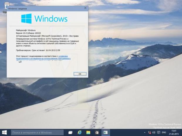 Windows 10 build 10022 screenshot showing version number