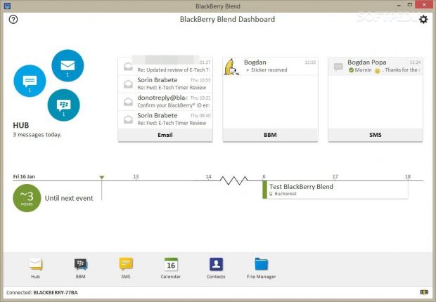 BlackBerry Blend with access to emails and SMS on the desktop