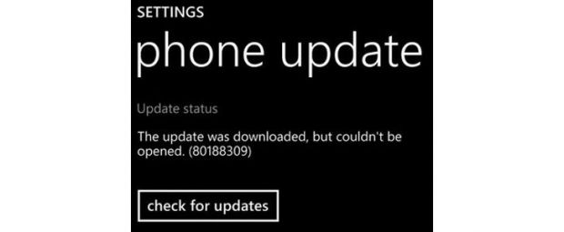 Windows Phone 8.1 error code 80188309