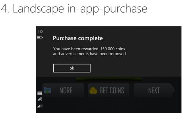 Windows Phone 8.1's in-app purchases in landscape mode
