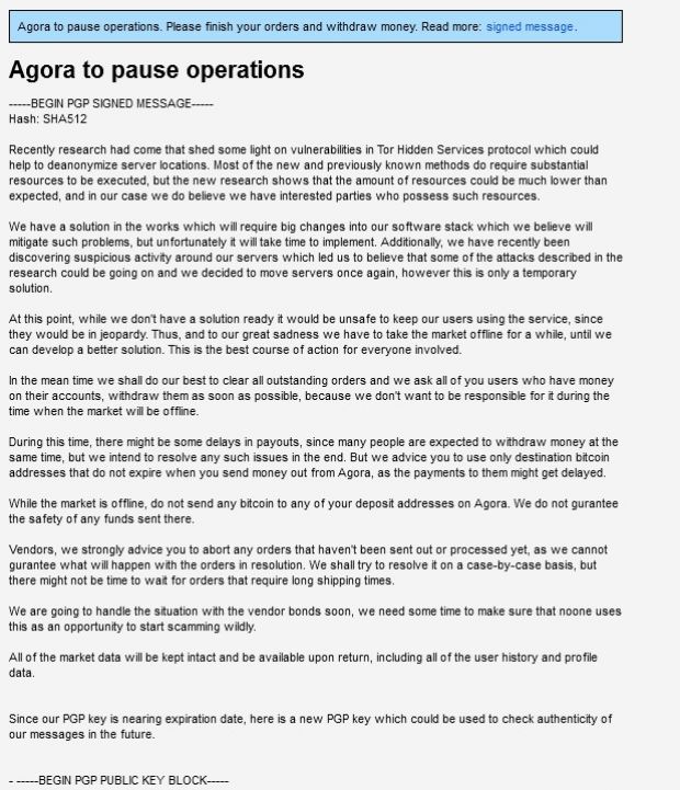 The Agora admins statement