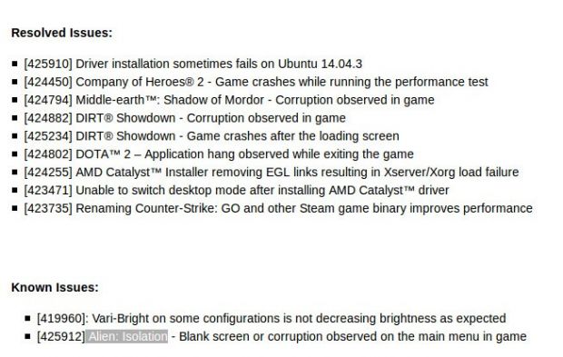 Original AMD release notes