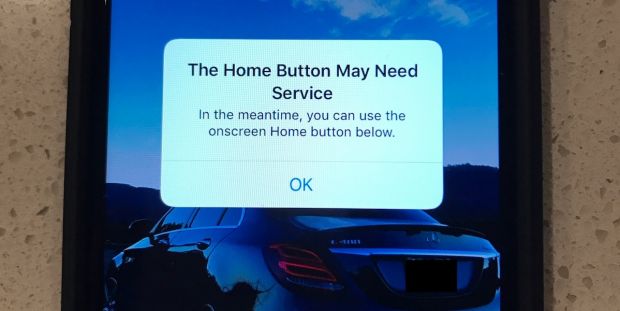 iOS 10 warning of faulty Home button