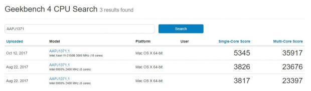 Geekbench scores for the new iMac Pro
