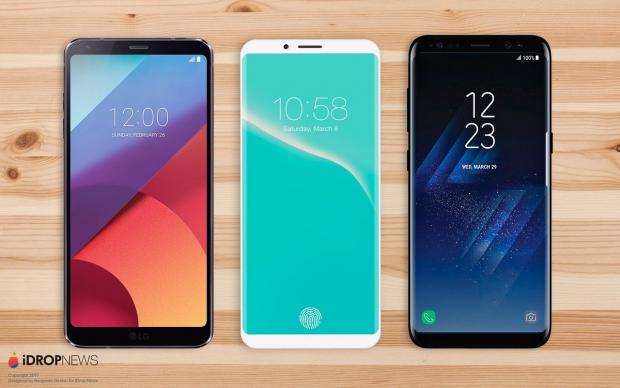 iPhone Edition concept next to the Galaxy S8 and LG G6