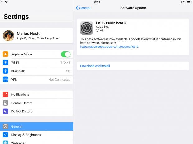 iOS 12 public beta 3