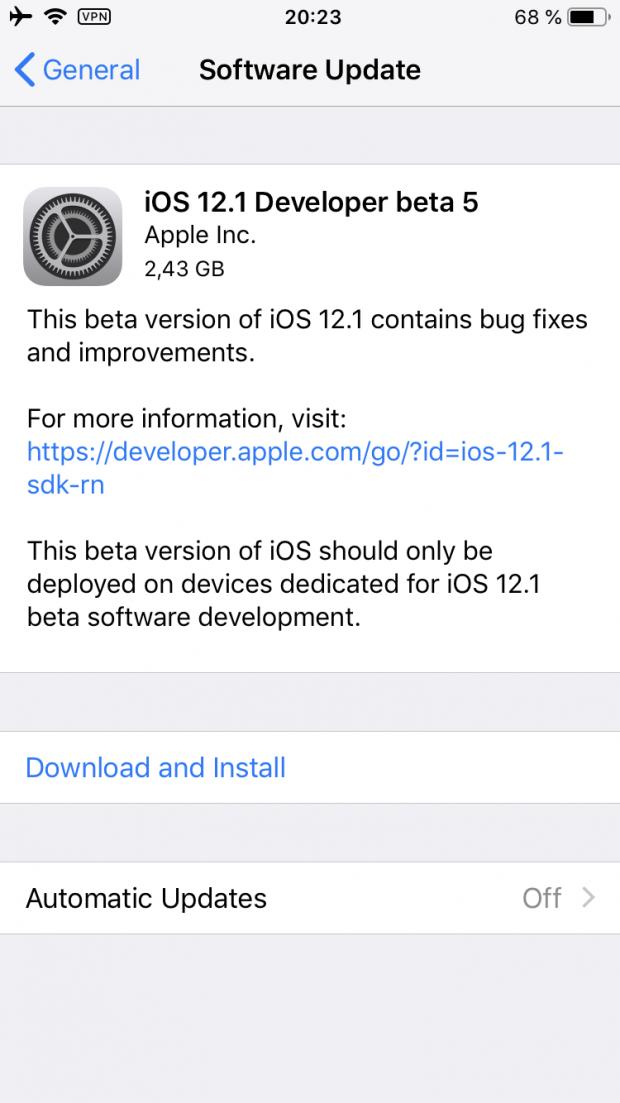 iOS 12.1 beta 5