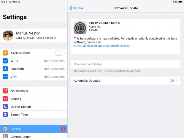 iOS 12.2 public beta 5