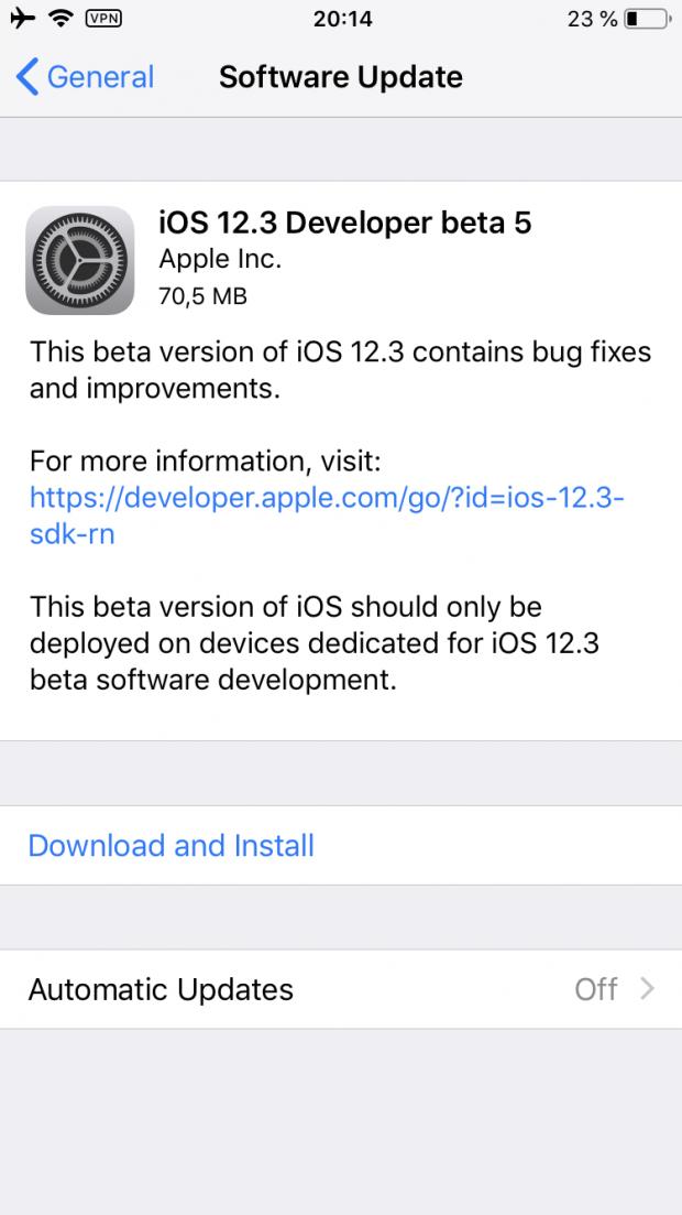iOS 12.3 beta 5