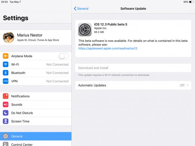 iOS 12.3 public beta 5