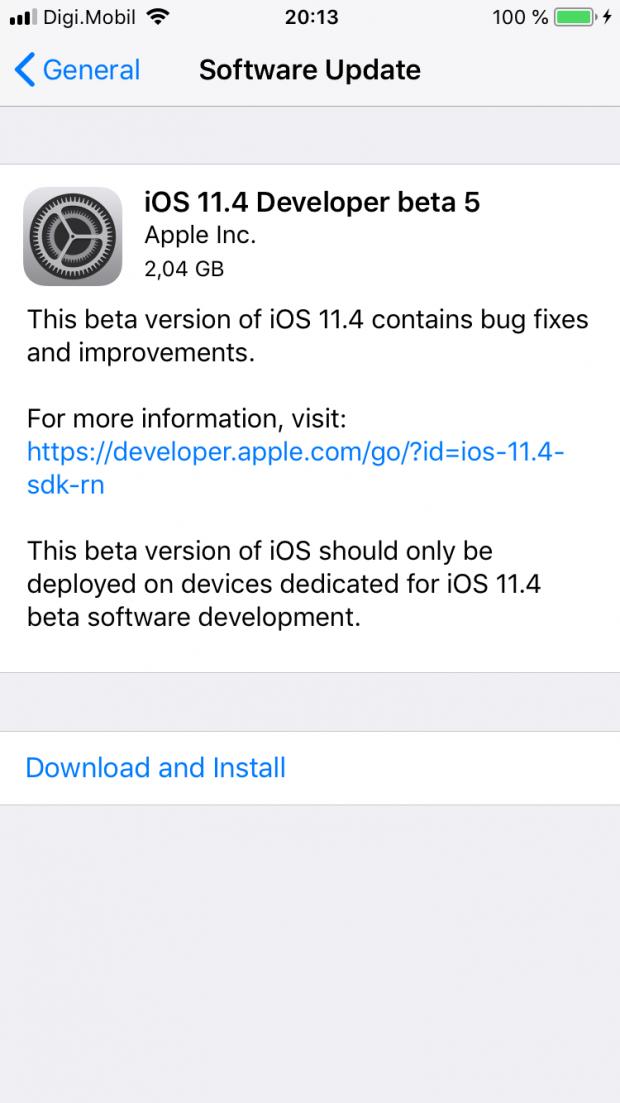 iOS 11.4 beta 5