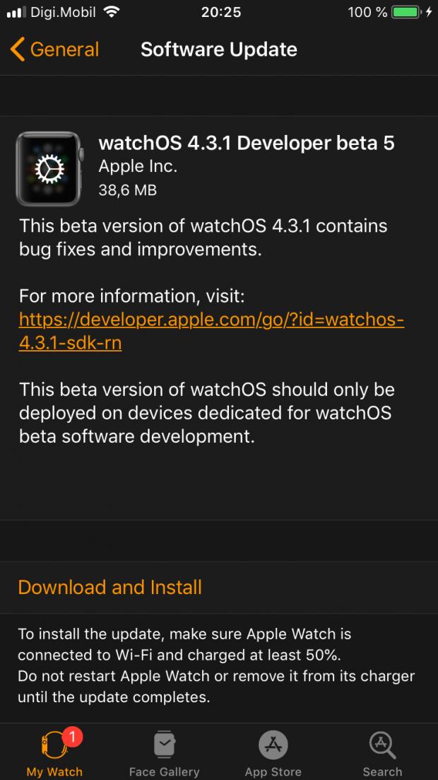 watchOS 4.3.1 beta 5