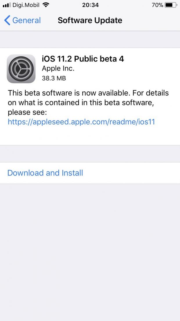 iOS 11.2 Public Beta 4