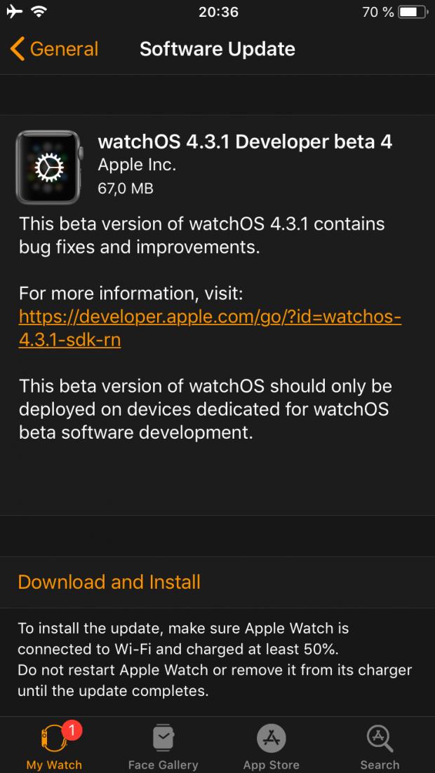 watchOS 4.3.1 beta 4