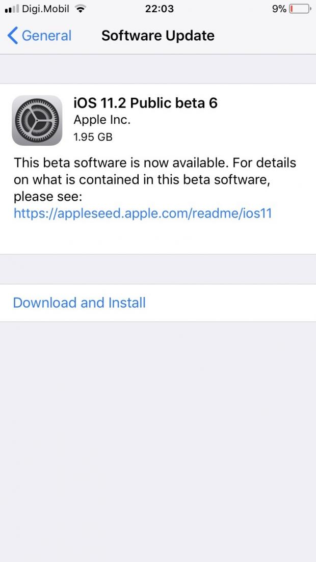 iOS 11.2 public beta 6