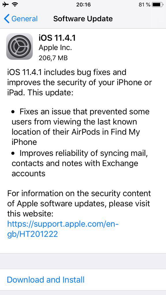 iOS 11.4.1 released