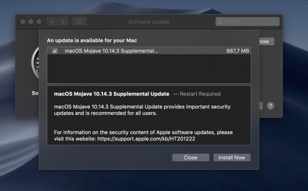 macOS Mojave 10.14.3 Supplemental Update