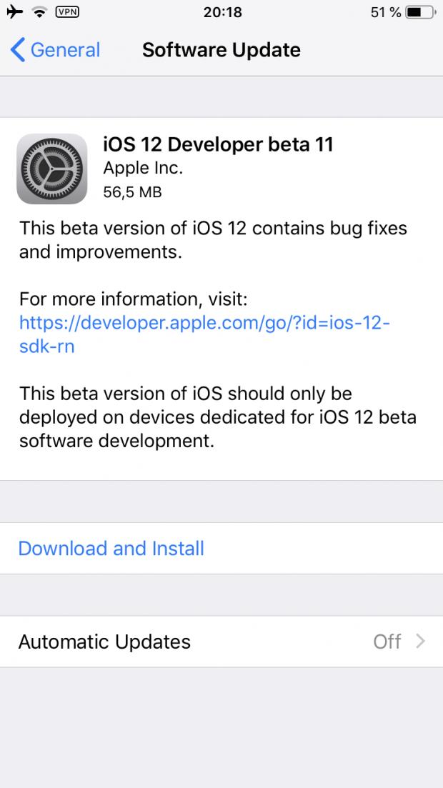 iOS 12 beta 11