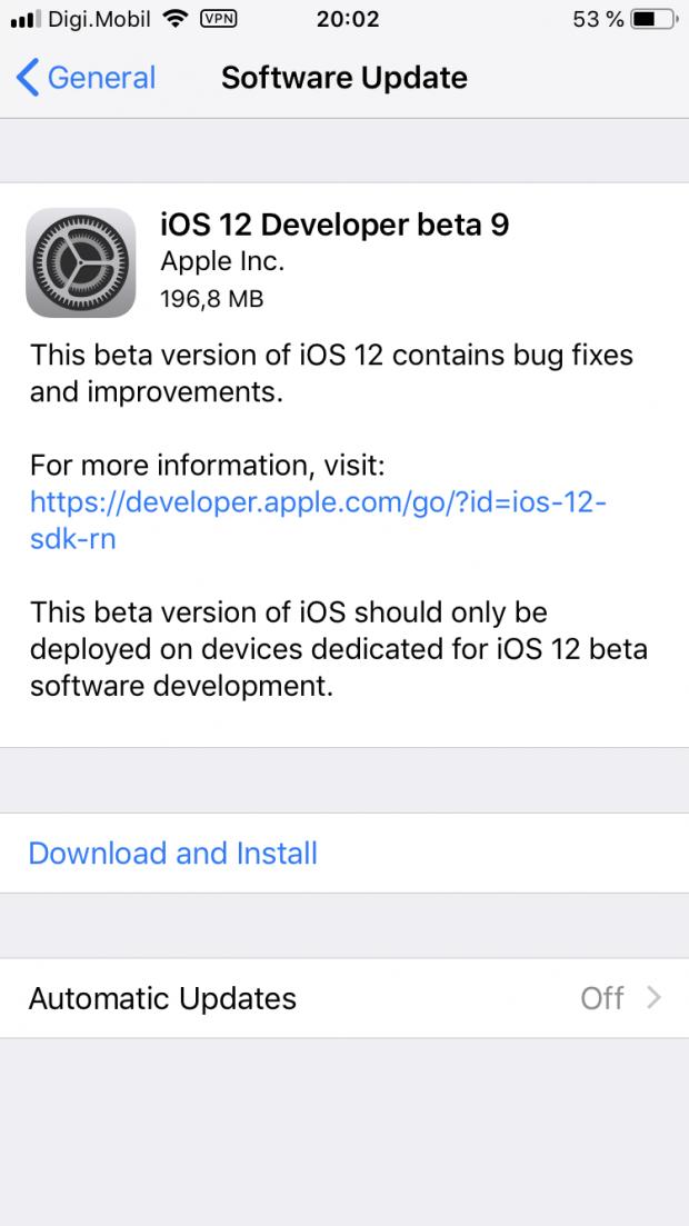 iOS 12 beta 9