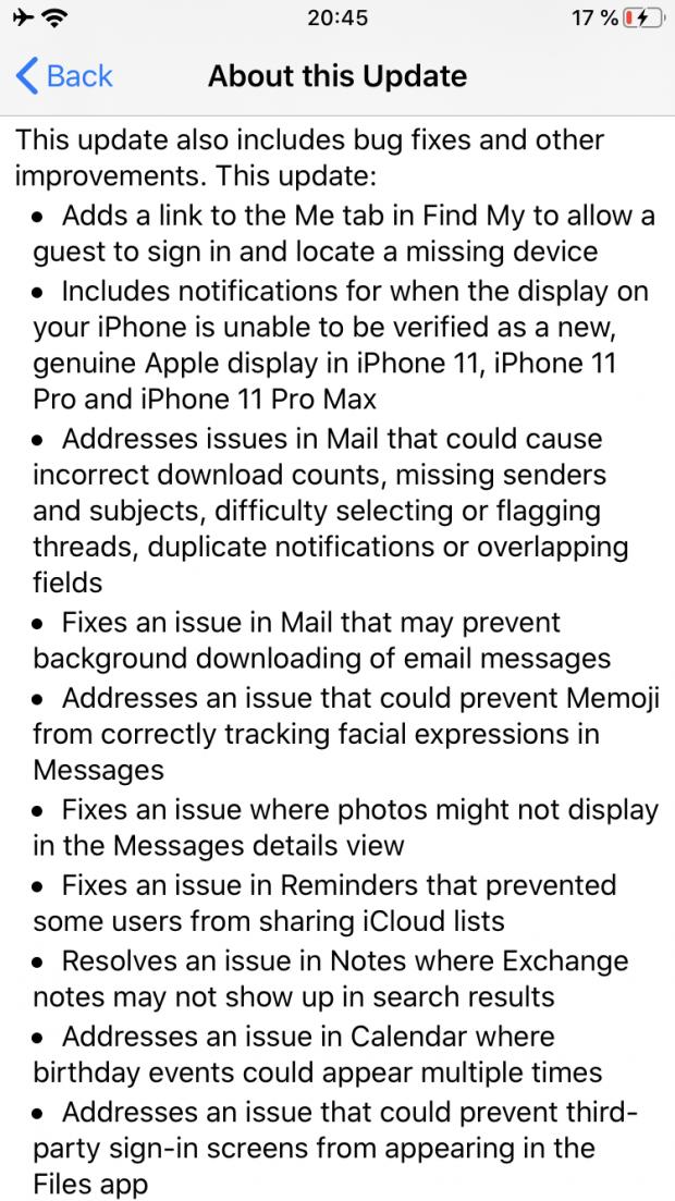 iOS 13.1 release notes