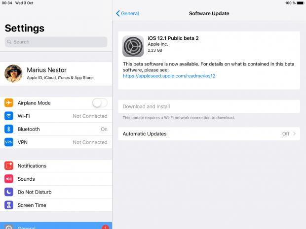 iOS 12.1 public beta 2