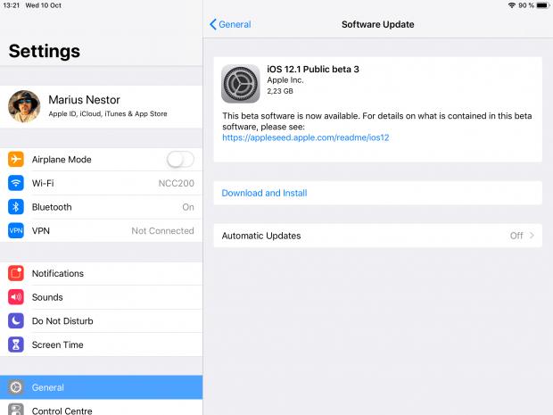 iOS 12.1 public beta 3
