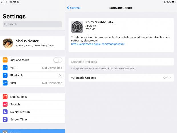 iOS 12.3 public beta 3