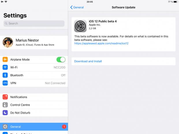 iOS 12 public beta 4