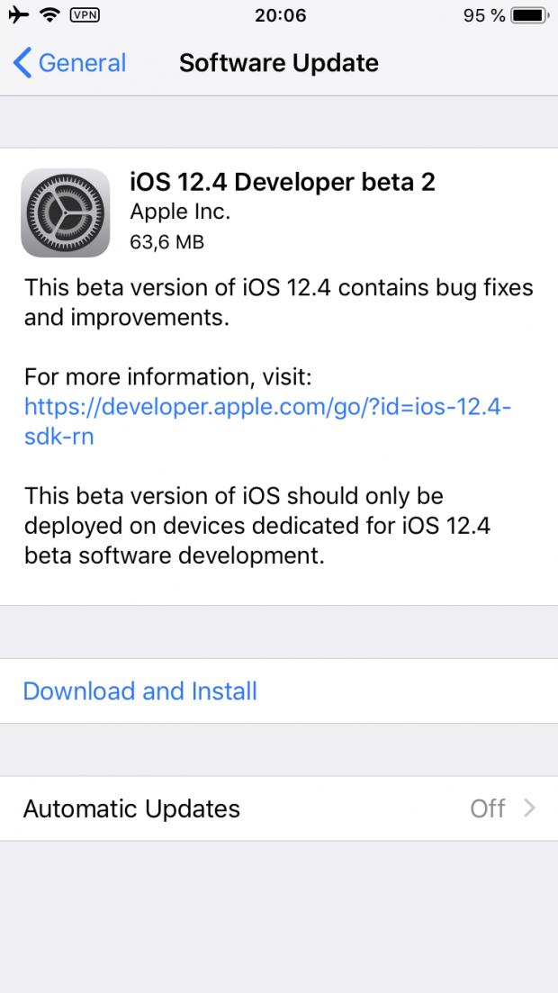 iOS 12.4 beta 2