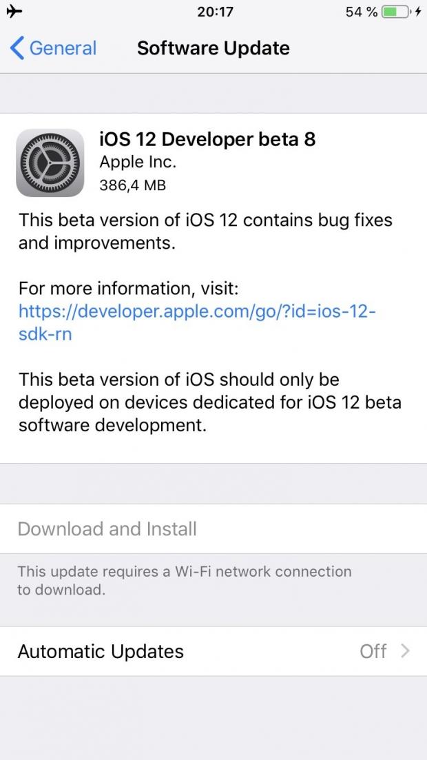 iOS 12 public beta 6